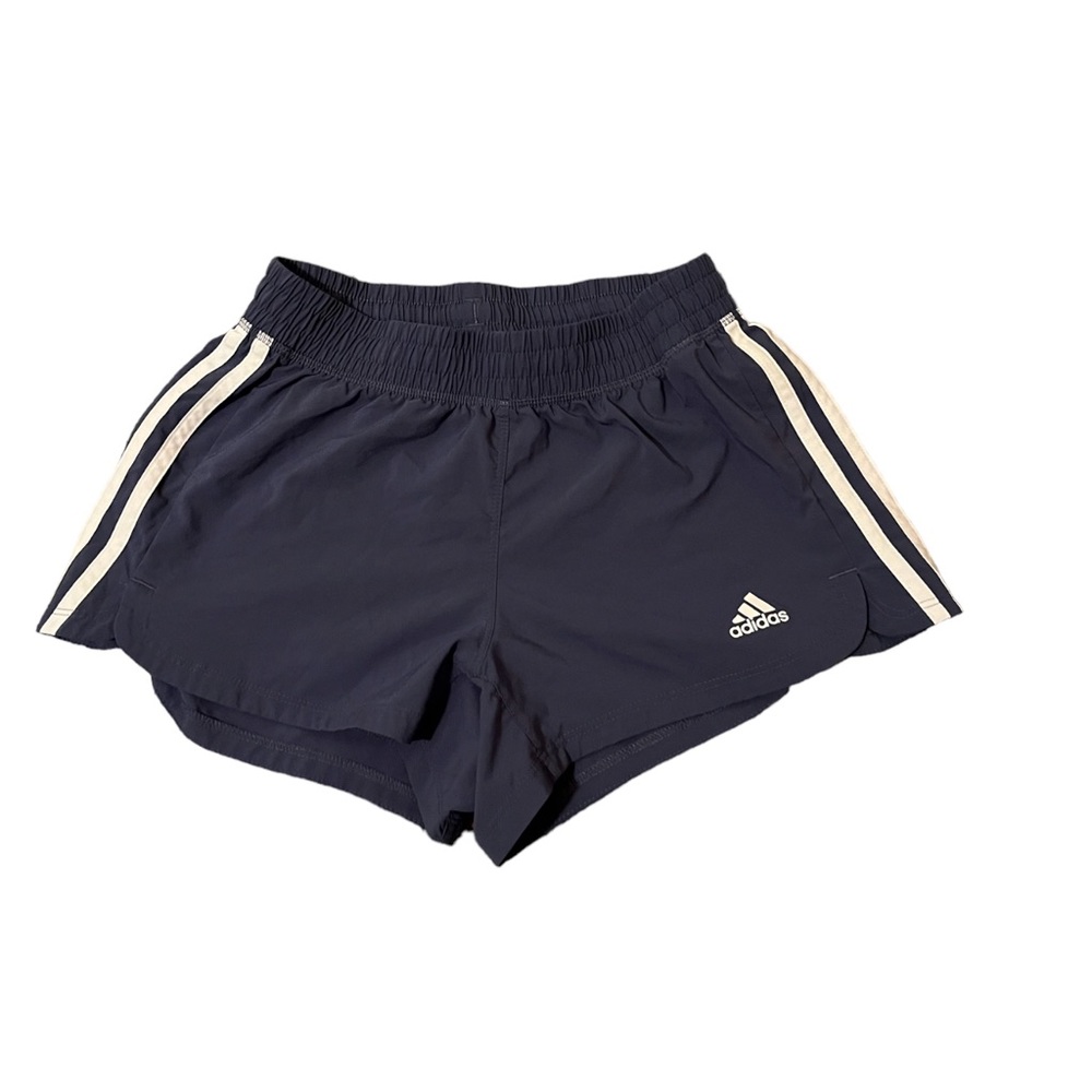 Adidas Blue White Stretchy Waist Athletic Shorts
